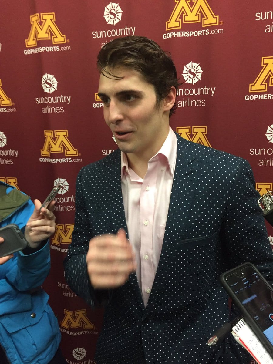 Captain Kloos Earns Gophers Split with Sixth Game Winner