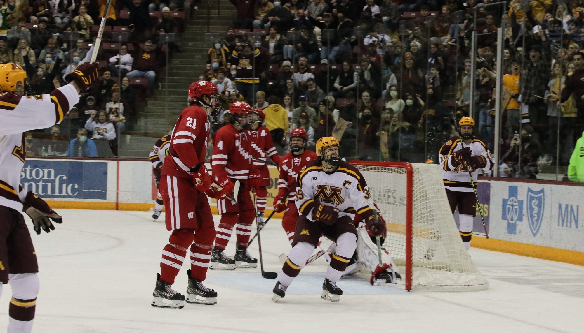 Ben Meyers celebrates the 2nd of three 3rd period goals.