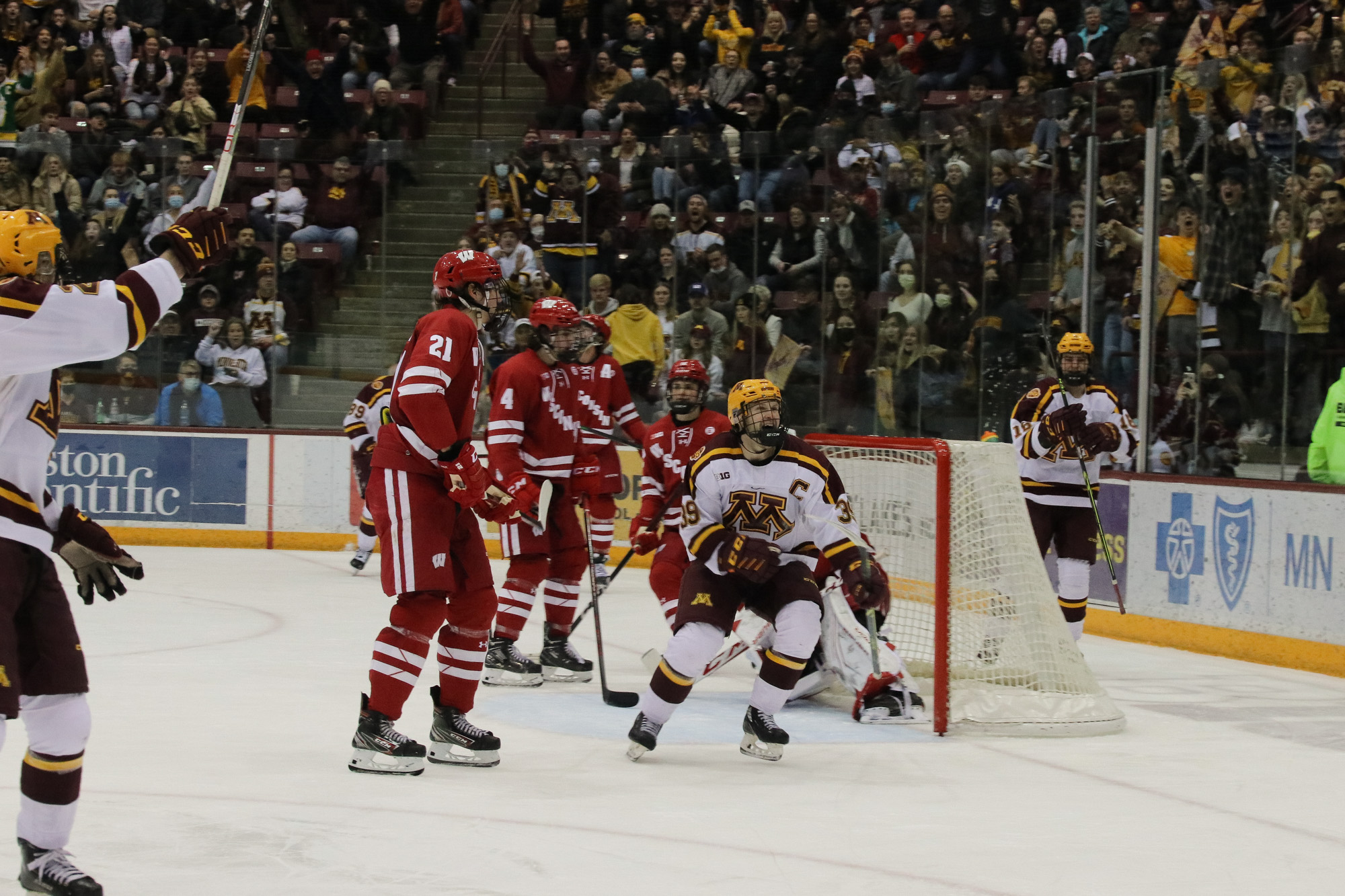 Ben Meyers celebrates the 2nd of three 3rd period goals.
