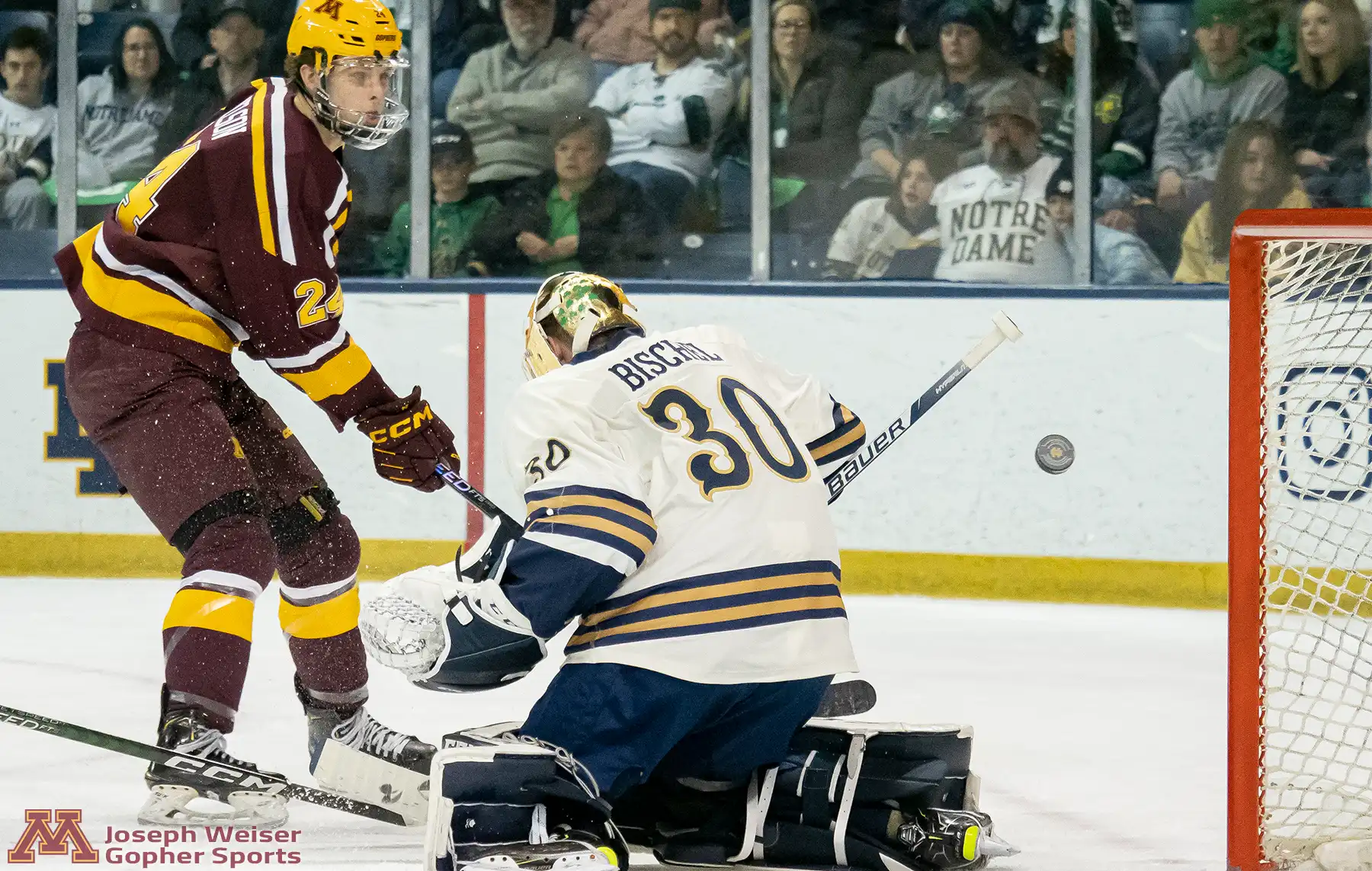 LaCombe’s Late Goal Gives Gophers Tie vs. Notre Dame