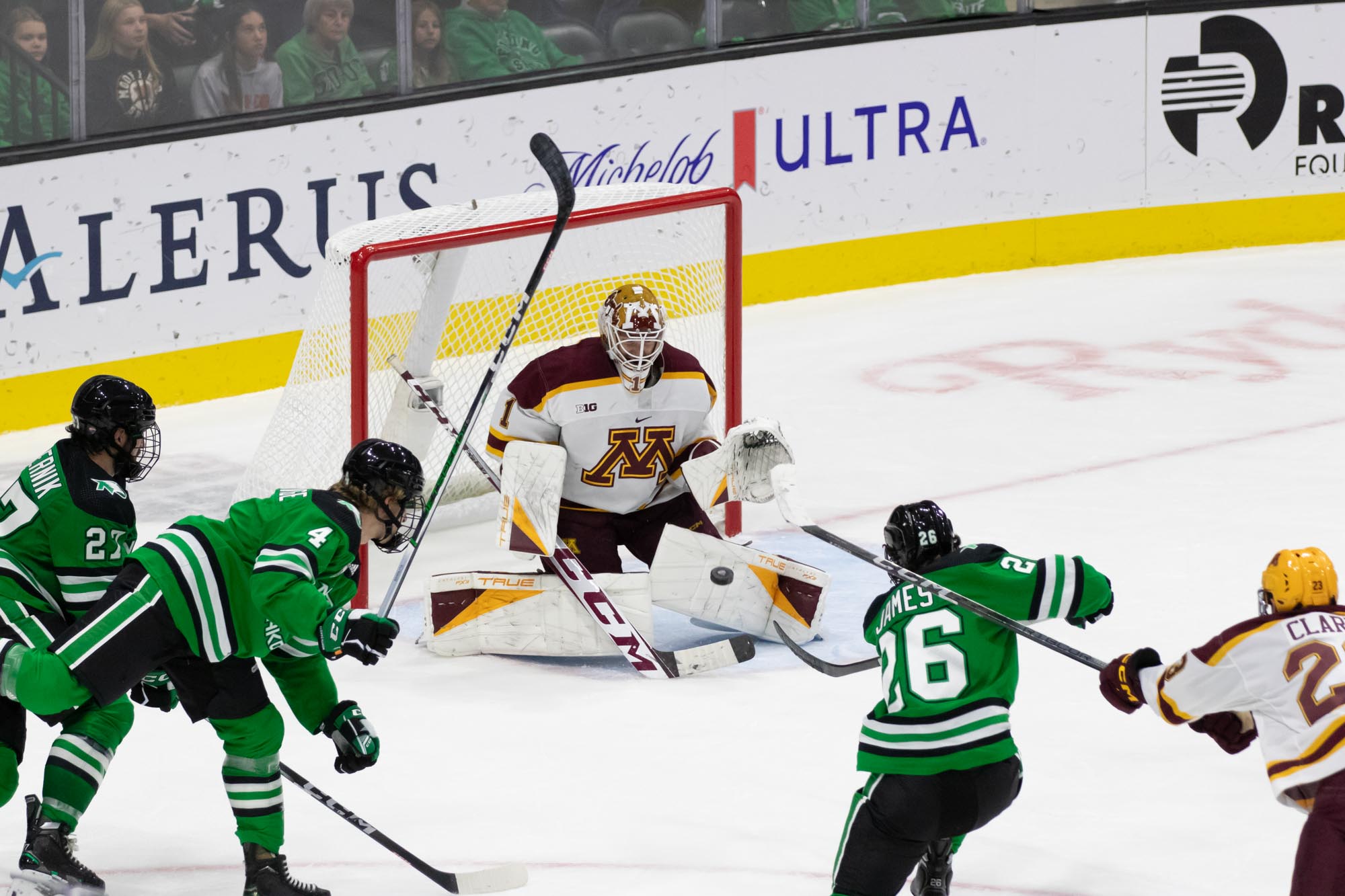 Justen Close makes the save against UND's James