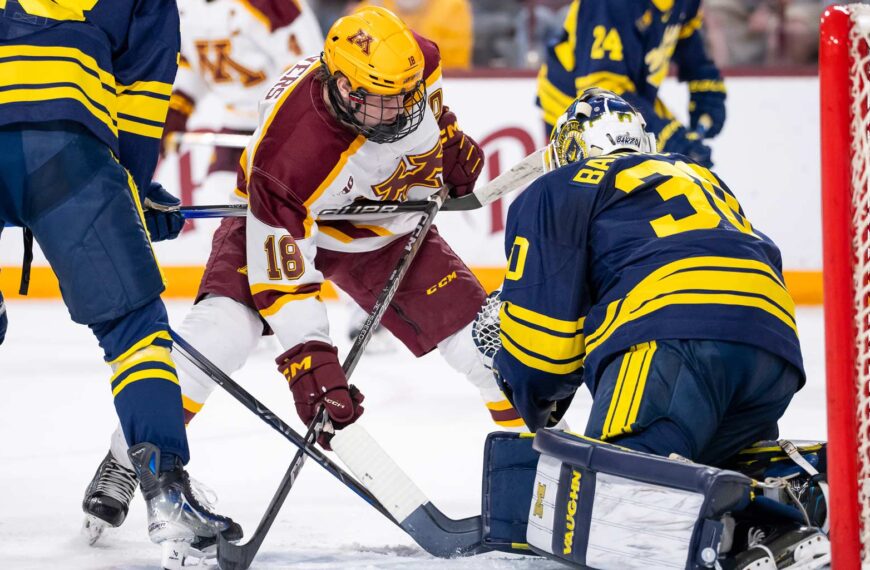 Jacob Barczewski with a solid effort in a 2-1 Michigan win. Photo by Brad Rempel of Gopher Sports.