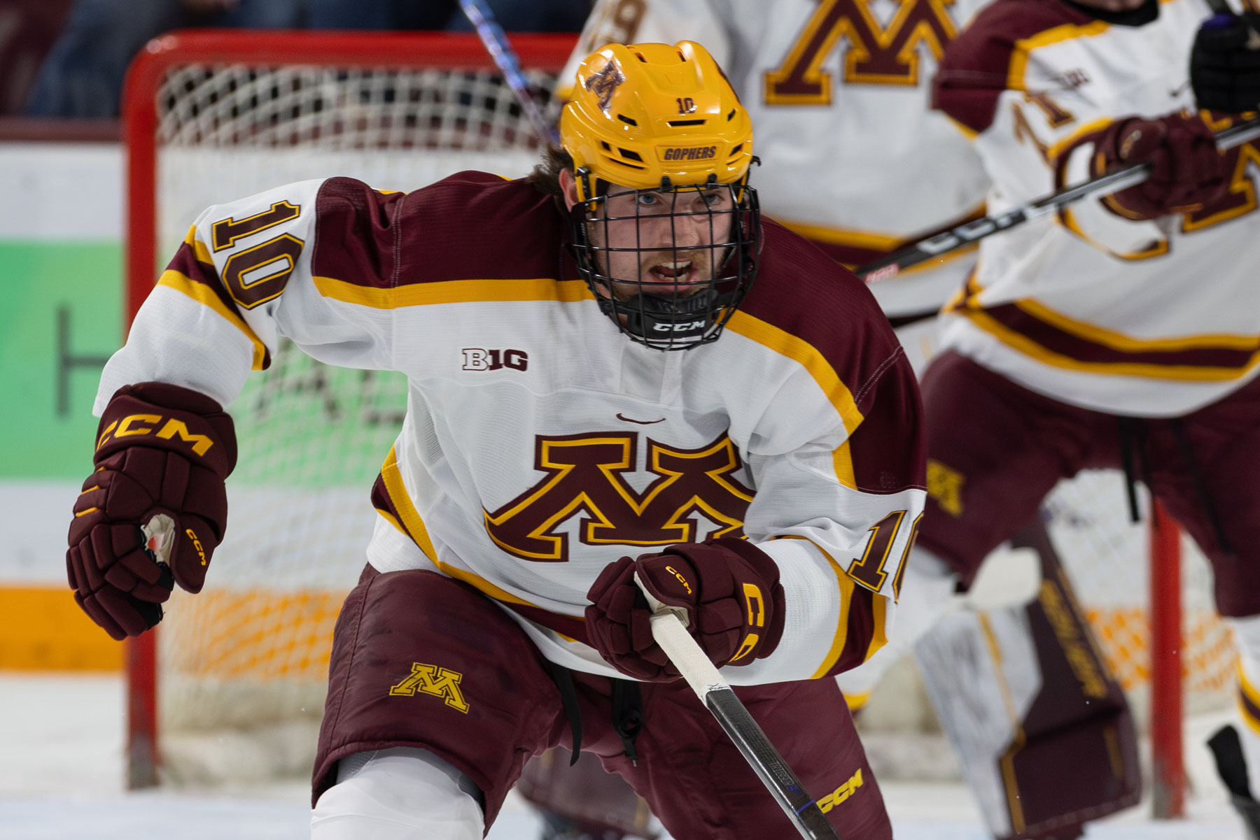 Connor Kurth with a big game tying goal vs the BADgers. Photo by Craig Cotner.