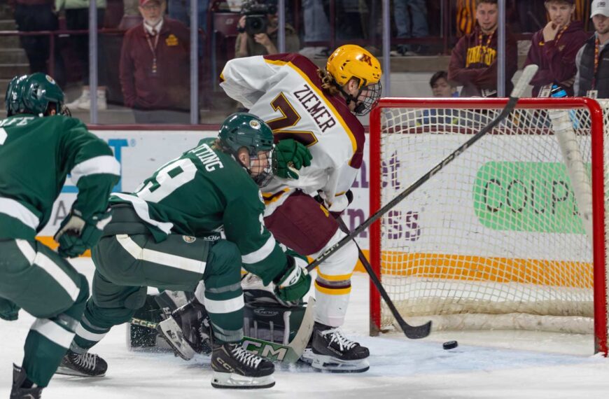 Brody Ziemer put the Gophers up 1-0. Photo by Craig Cotner.