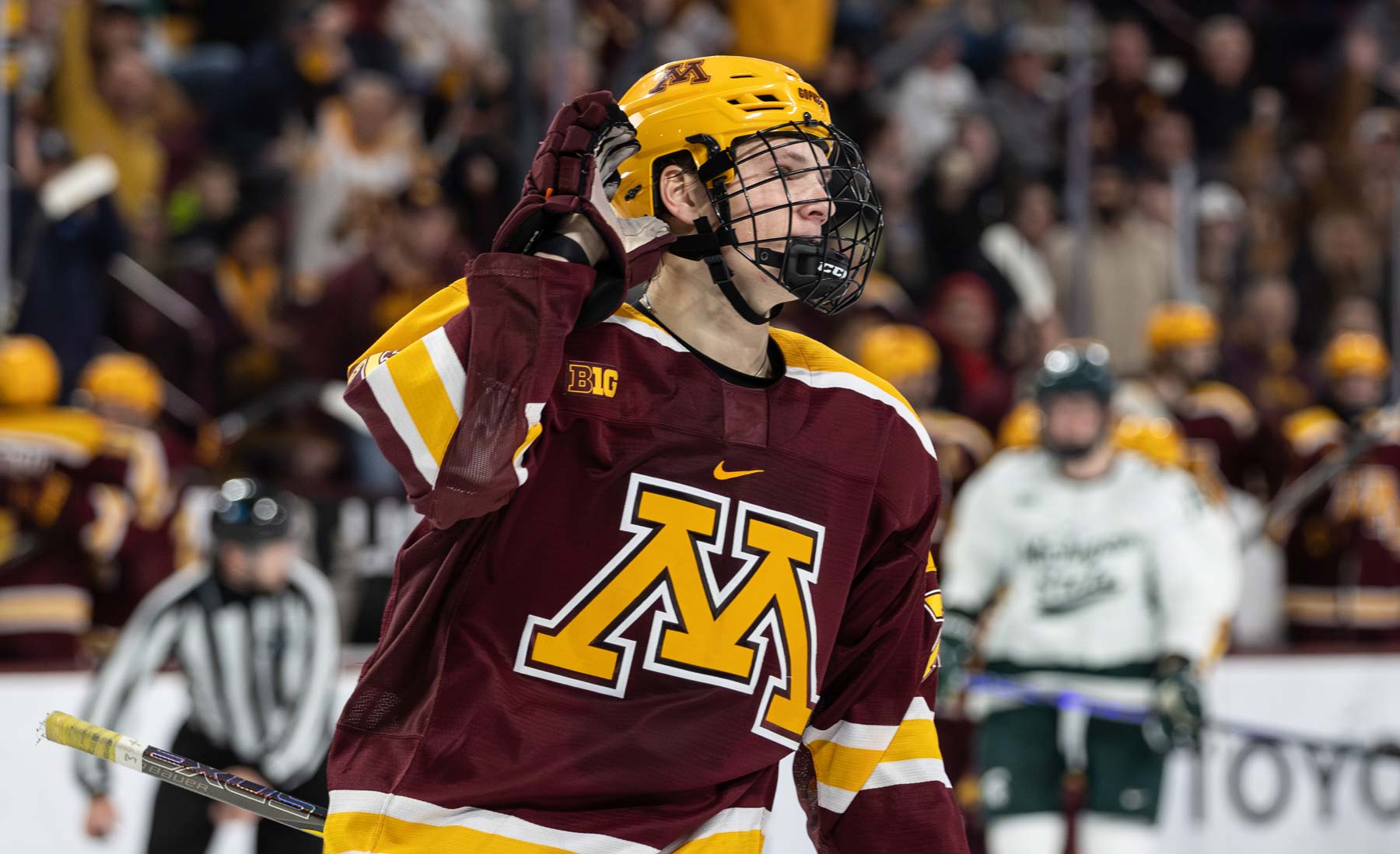 Brodie Ziemer goes Kessel on it celebrating a goal. Photo by Craig Cotner.