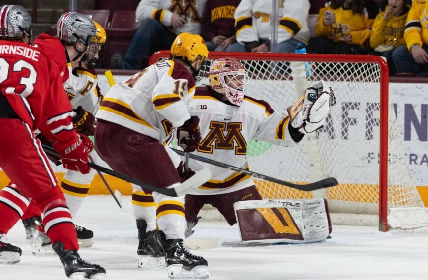 Liam Soulière with a big 1st period save. Photo by Craig Cotner.